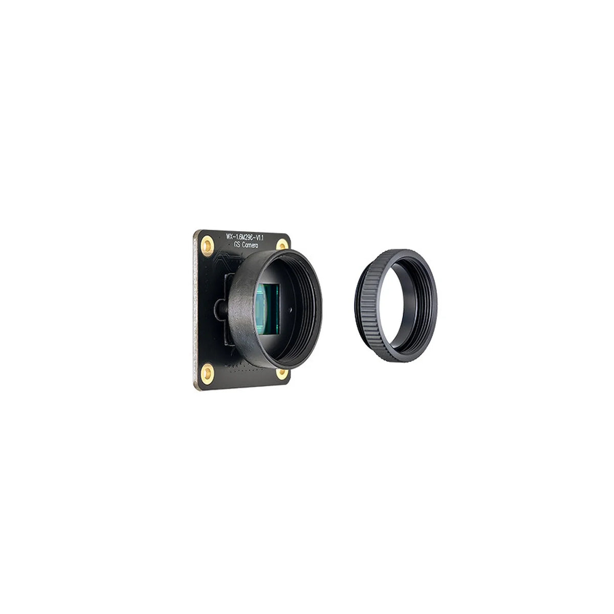 IMX296 camera module without lens, shown with a separate threaded adapter ring