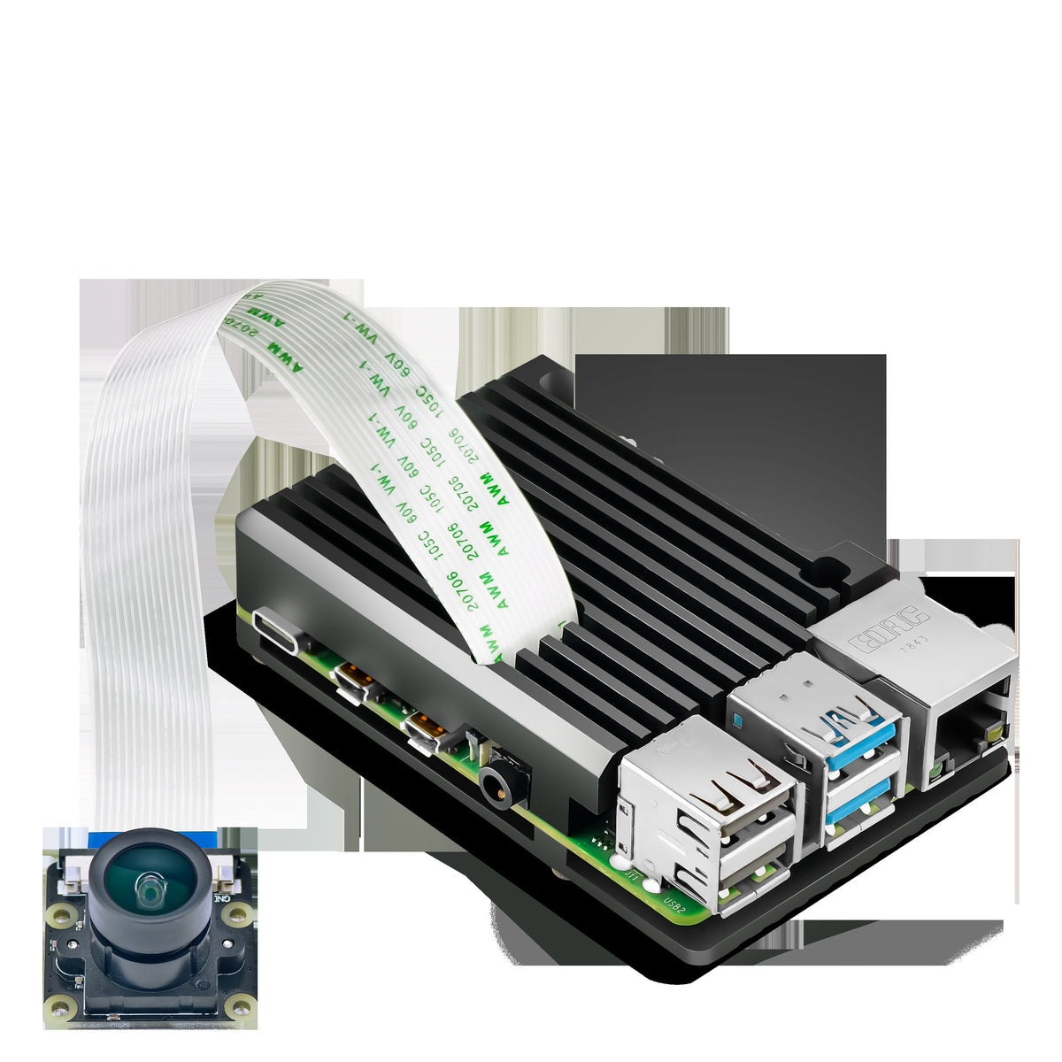 وحدة كاميرا IMX290 بجانب لوحة Raspberry Pi