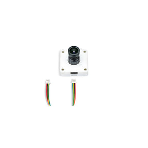 IMX577 USB camera module front view with lens and connector cable
