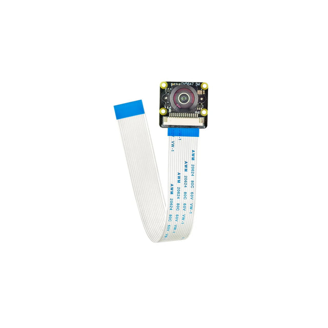 OV5647 camera module with lens and white ribbon cable