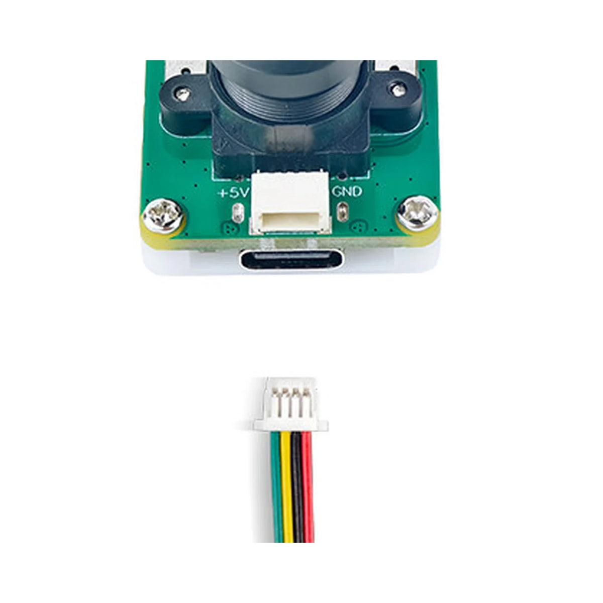 Close view of OV5695 camera board USB port and cable connector