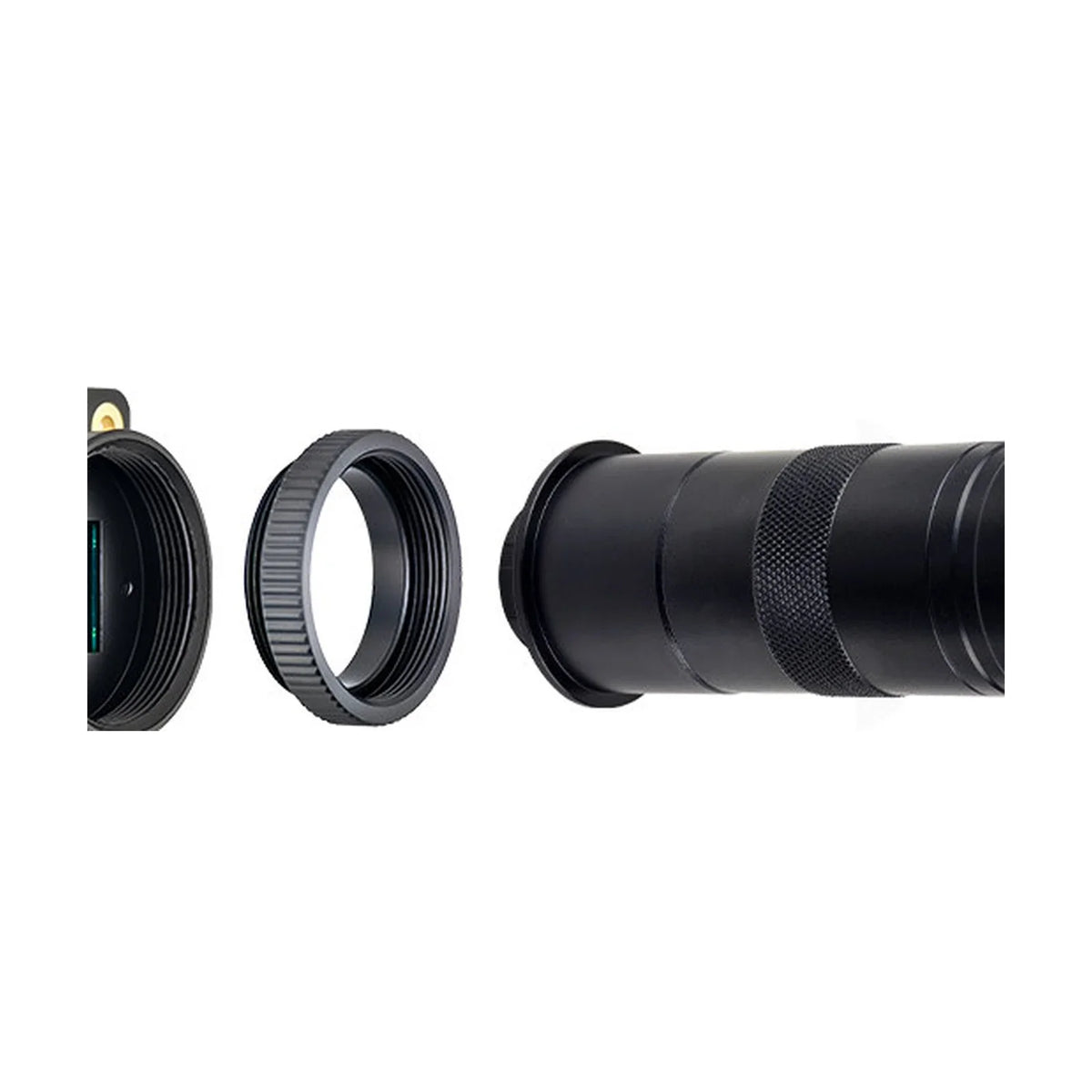 IMX296 module with adapter ring and microscope-style lens tube