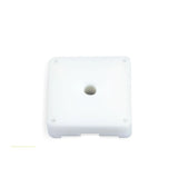 Rear view of white IMX577 camera housing with mounting hole