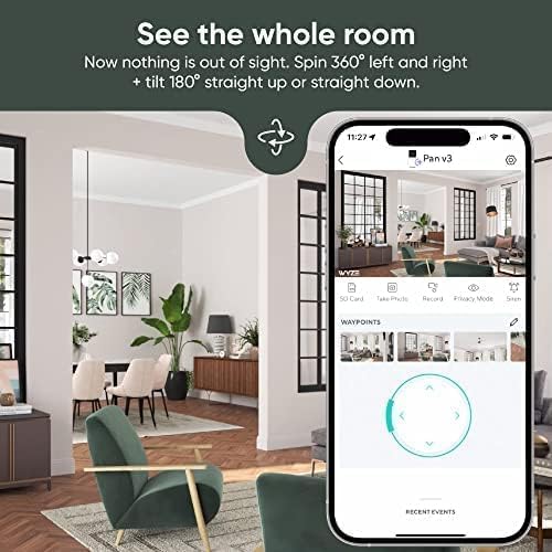 WYZE Cam Pan v3, Indoor/Outdoor IP65-Rated 1080p Pan/Tilt/Zoom Wi-Fi Smart Home Security Camera with Color Night Vision, 2-Way Audio, Compatible with Alexa & Google Assistant
